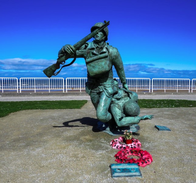 France - Normandy Statue at Omaha Beach Colleville-sur-mer, Normany france