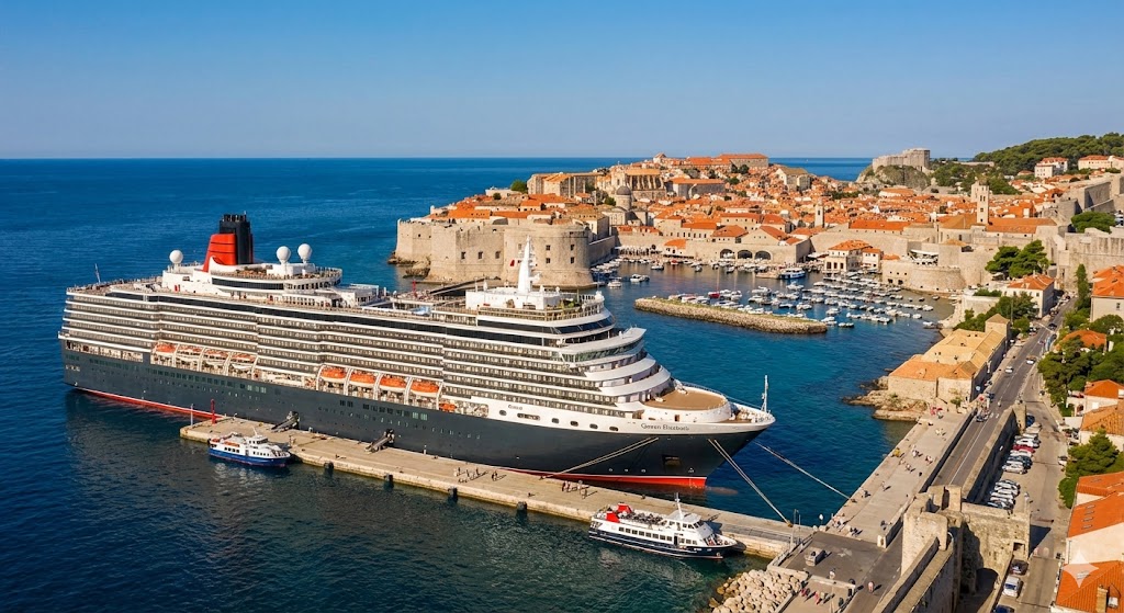 cunard queen elizabeth in port of Dubrovnik