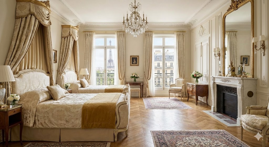 france paris luxury hotel room 2 beds