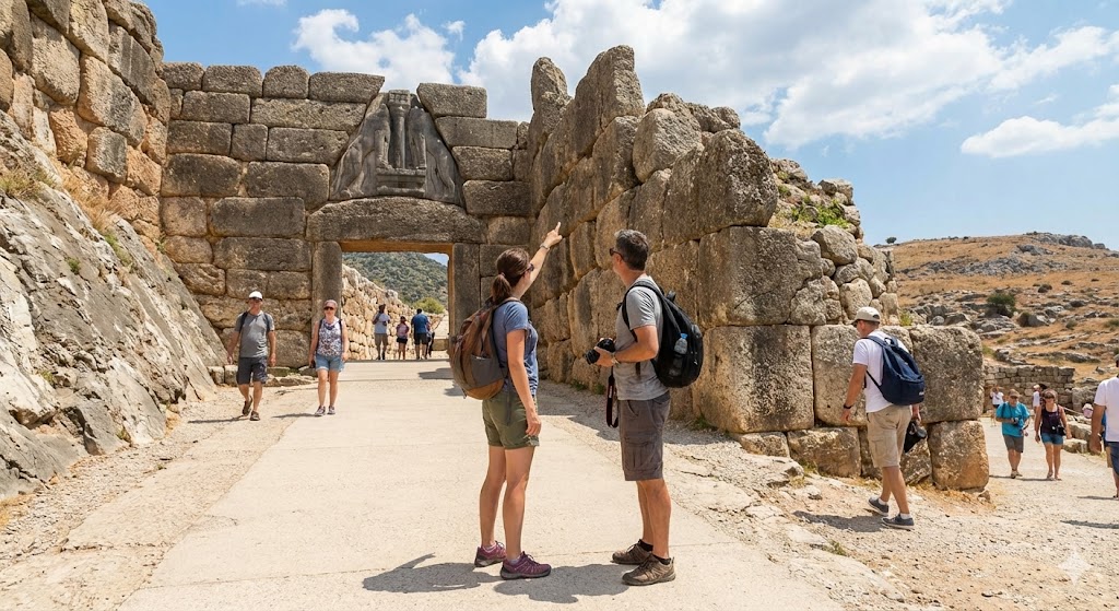 greece Mycenae with a couple