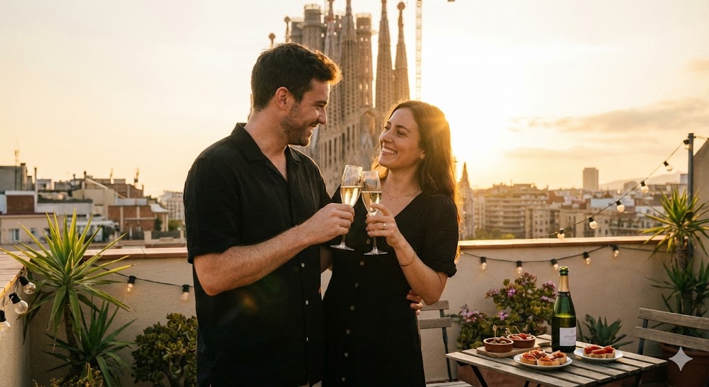 spain barcelona with a couple