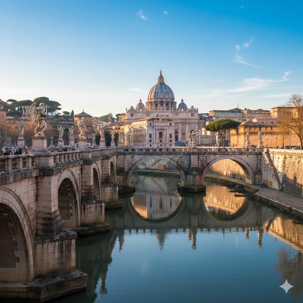 italy rome tiber river &amp; vatican