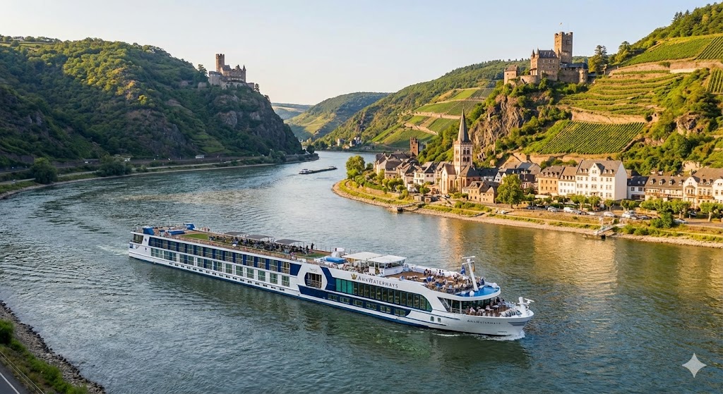 amawaterways ship in Rhine Gorge