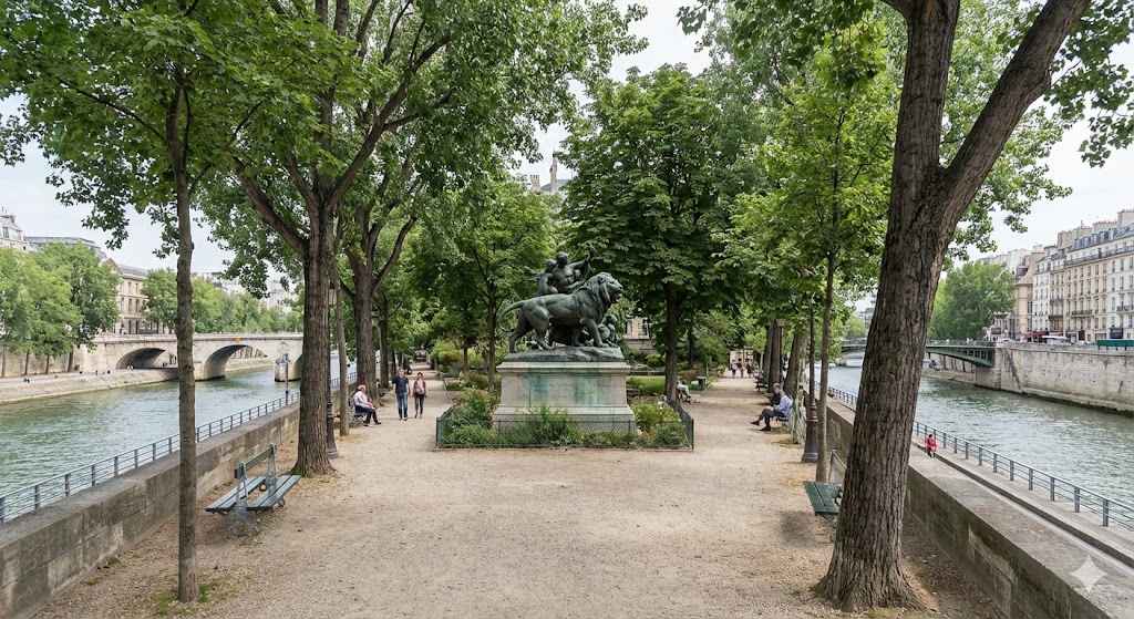 france, paris Square Barye on the eastern tip of Île Saint-Louis.