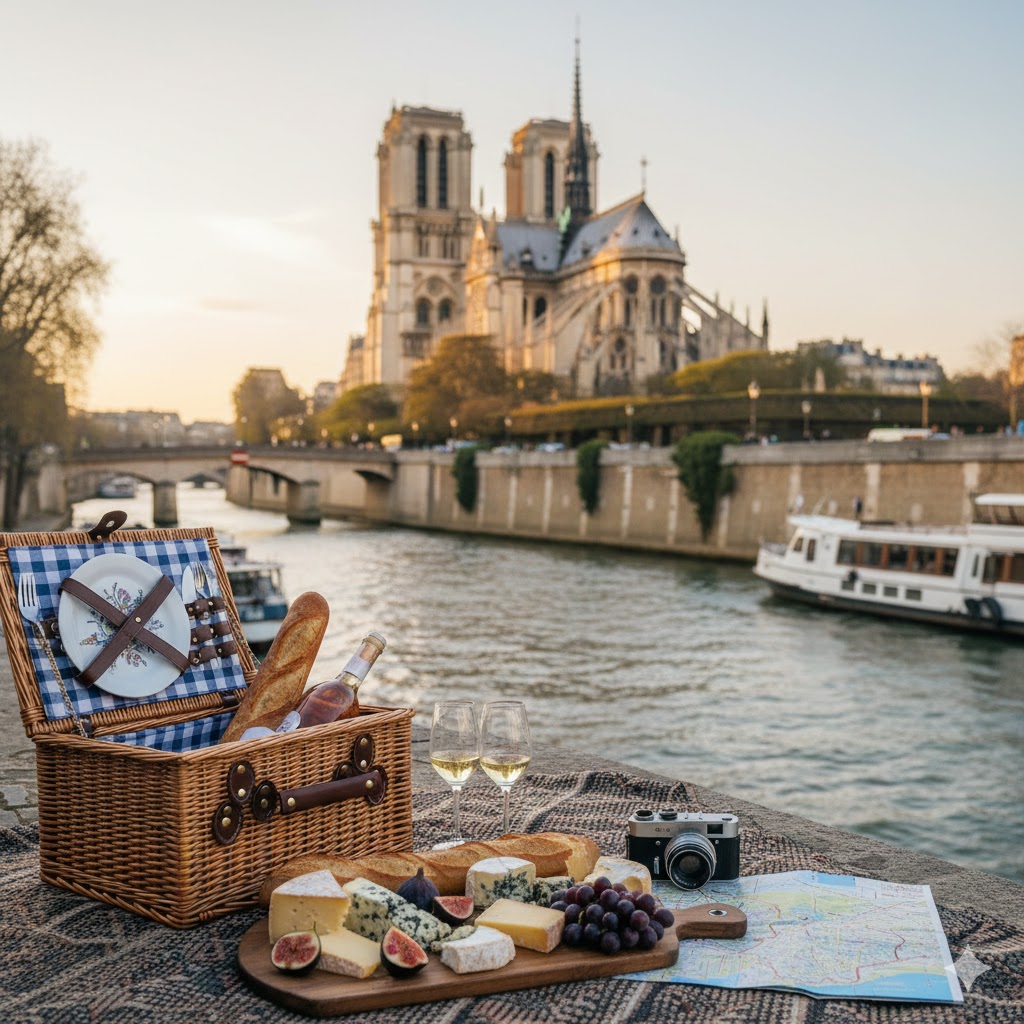 france, paris picnic on the seine