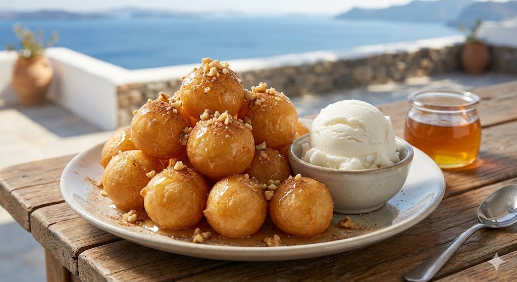 greece 10. Loukoumades with Mastic Ice Cream