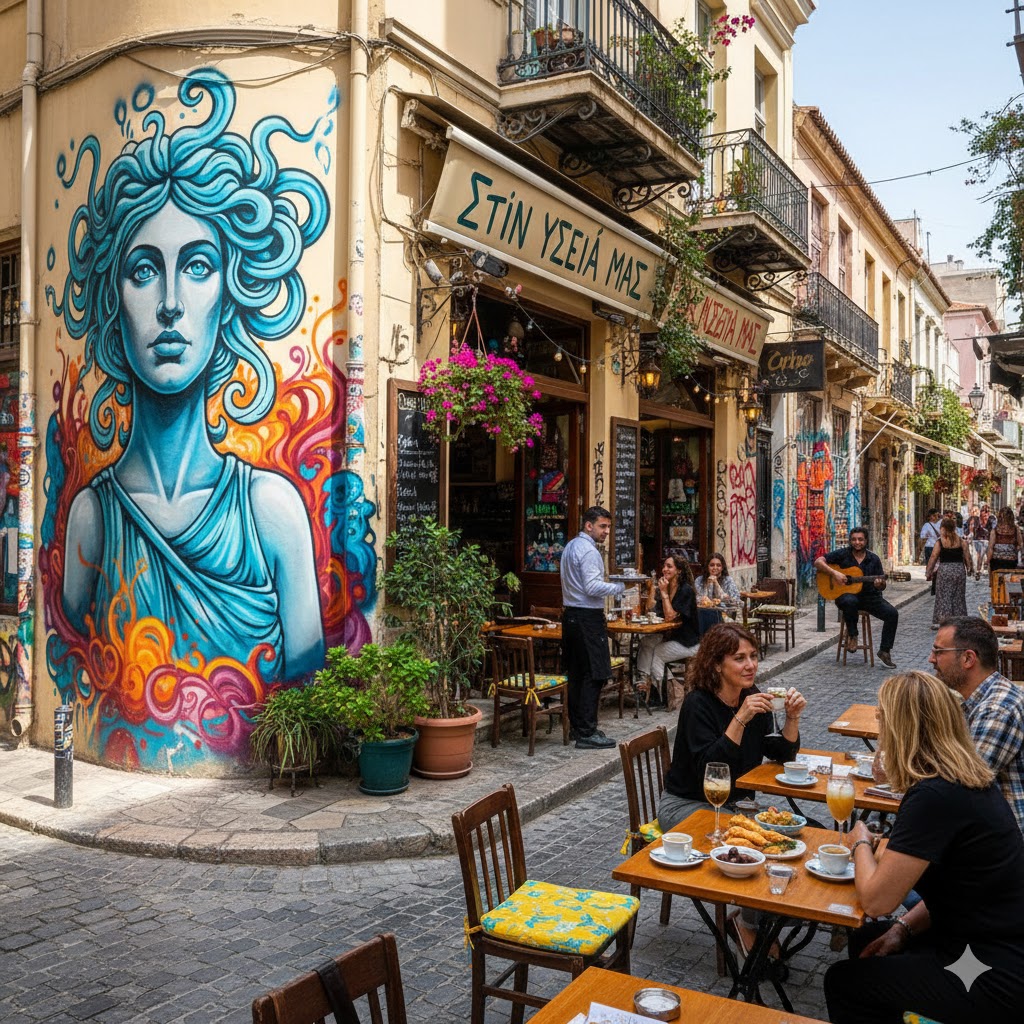 greece athens street scene in Psirri