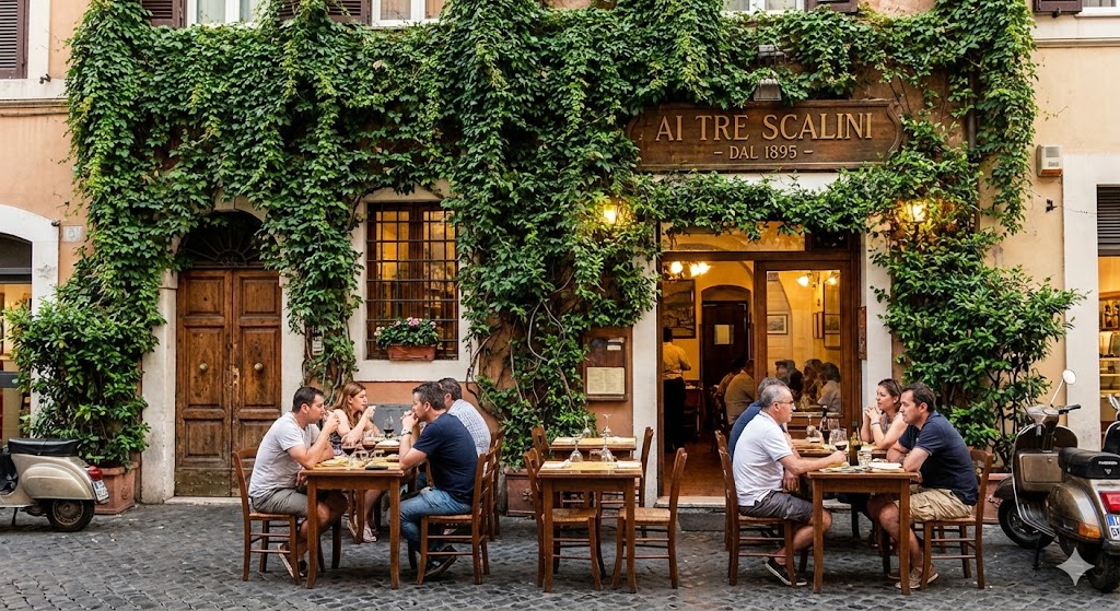 italy, rome Ai Tre Scalini restaurant