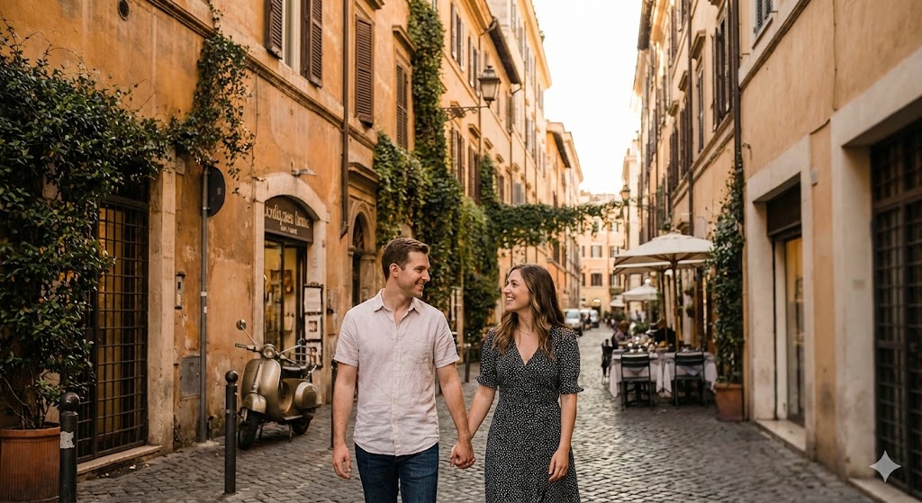 italy rome couple in monti neighborhood