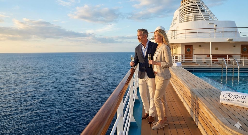 regent seven seas couple on deck