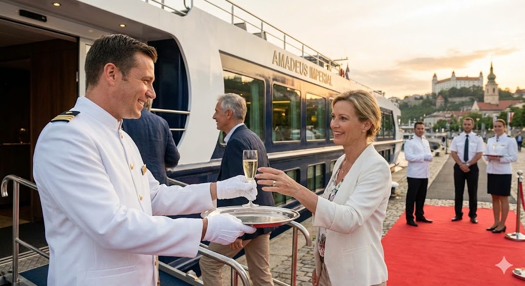 river cruise serving champagne