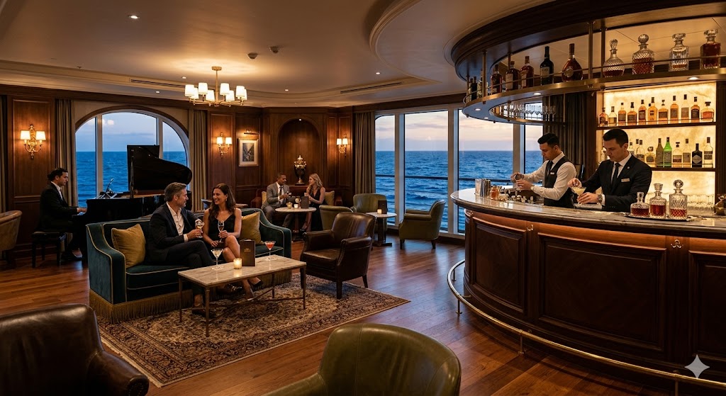couples relaxing in lounge on a cruise