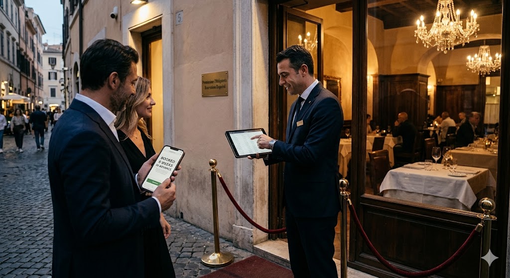 italy rome maitre d confirming a reservation