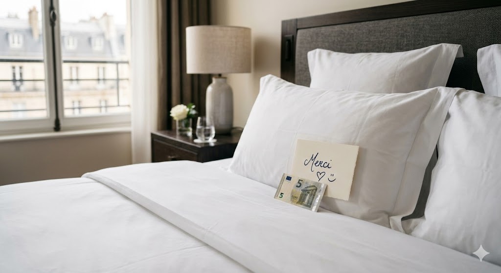 paris image of hotel bed in crisp white