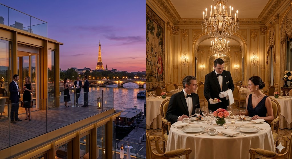 paris image of the Cheval Blanc on one side and Four seasons george v on the other side 1