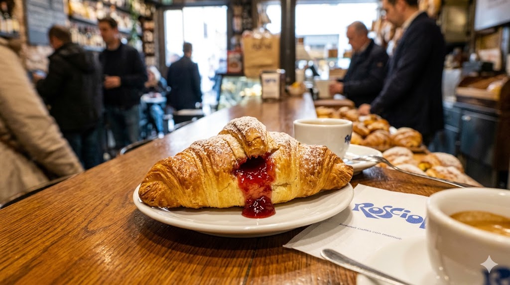 rome Roscioli Caffè cornetto filled with jam
