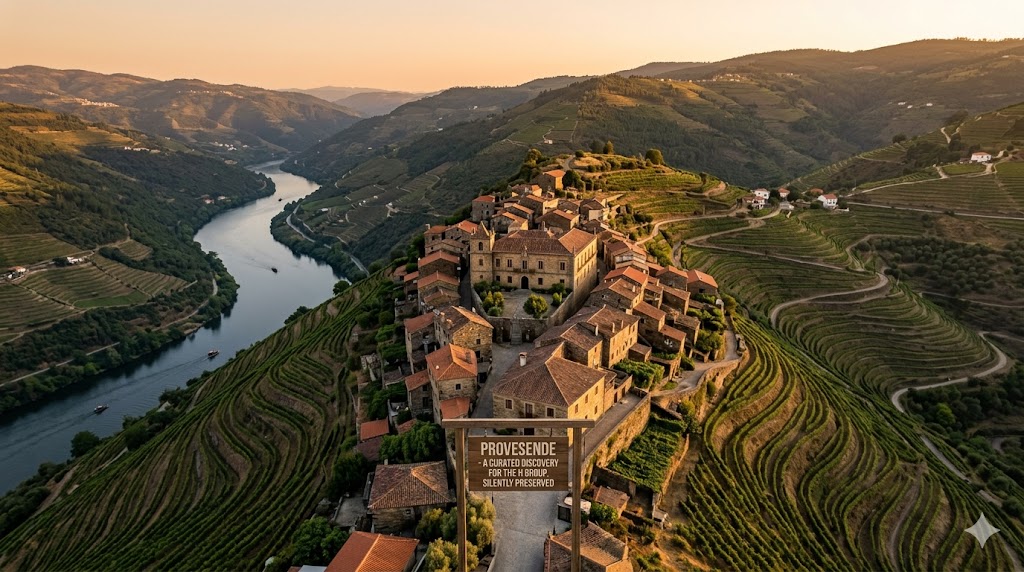 portugal medieval village of Provesende. Perched high above the Douro river