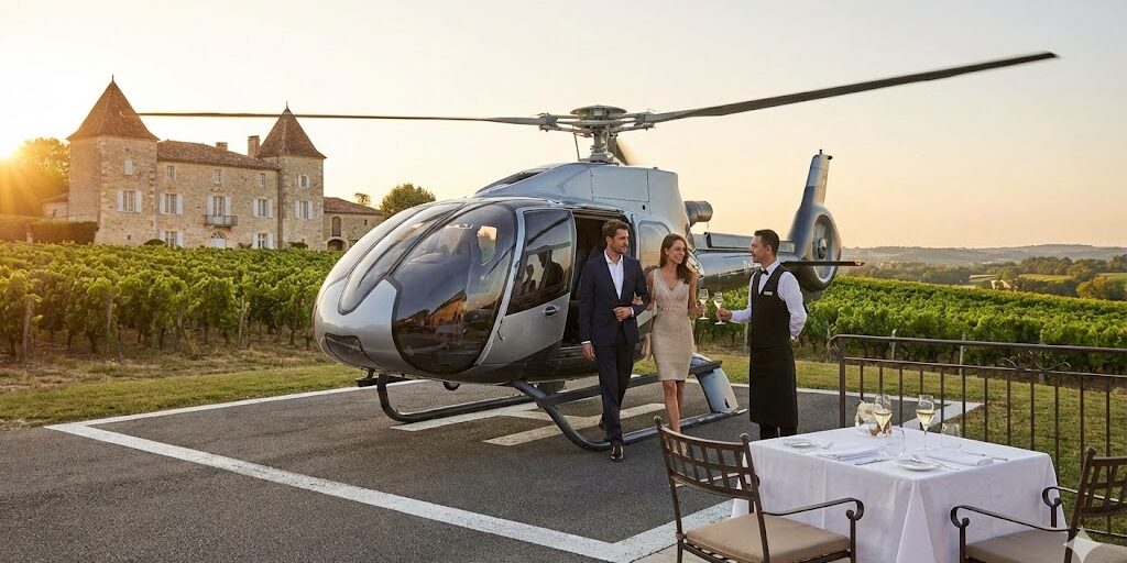 France, Paris helicopter ride to wine tasting