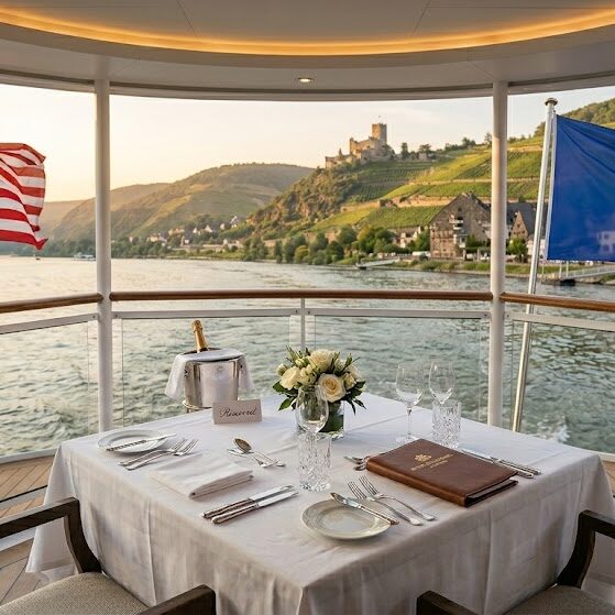 empty table on river cruise