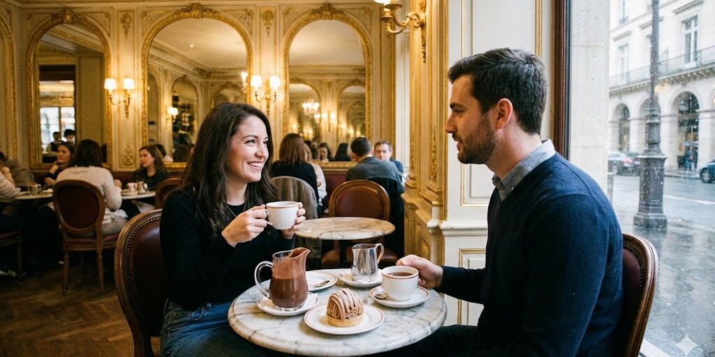 france paris enjoying hot chocolate