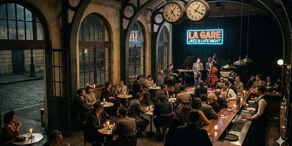 france, paris la gare jazz in old train station