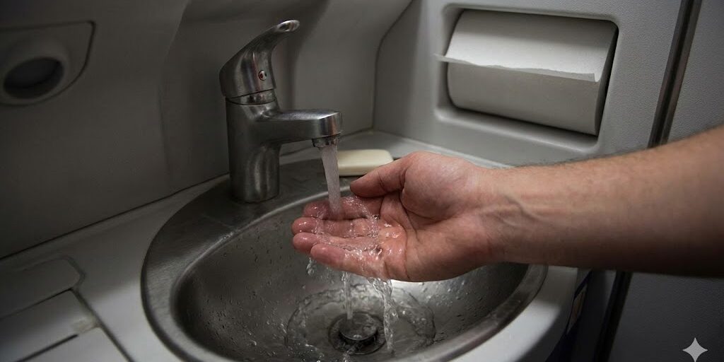 water in airplane bathroom