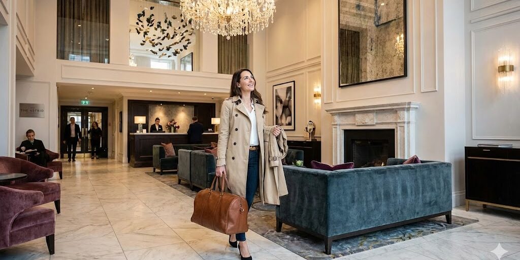 women in luxury hotel